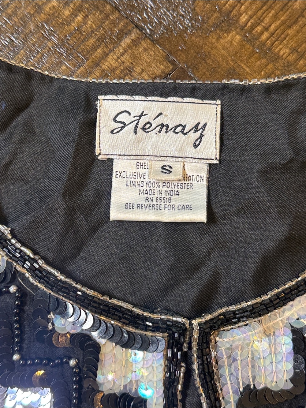 Sténay 100% Silk Beaded Sequin Jacket S Vintage Art Deco Evening - Picture 6 of 13
